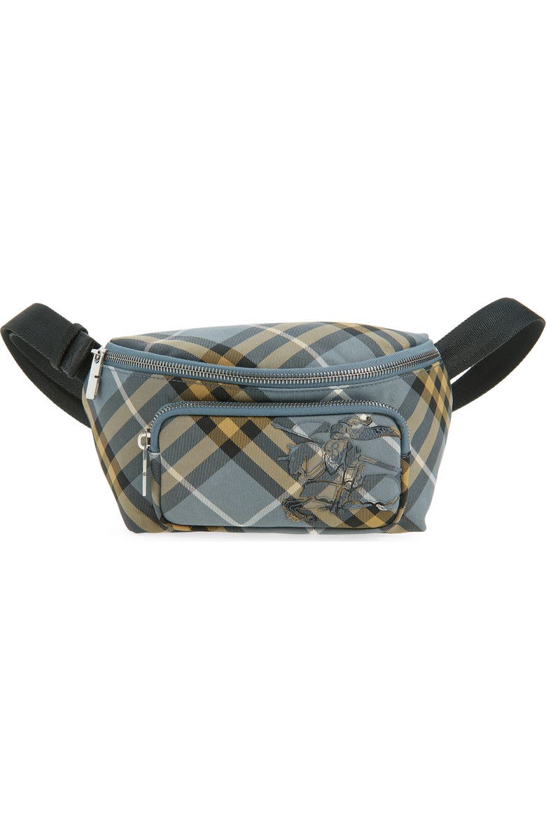 Burberry Small Check Belt Bag, Main, color, Wave Blue