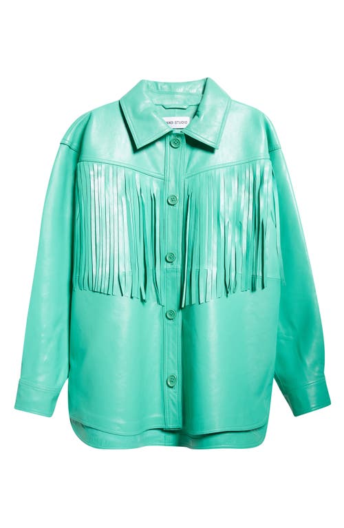 Stand Studio Saskia Fringe Shirt In Laguna Green