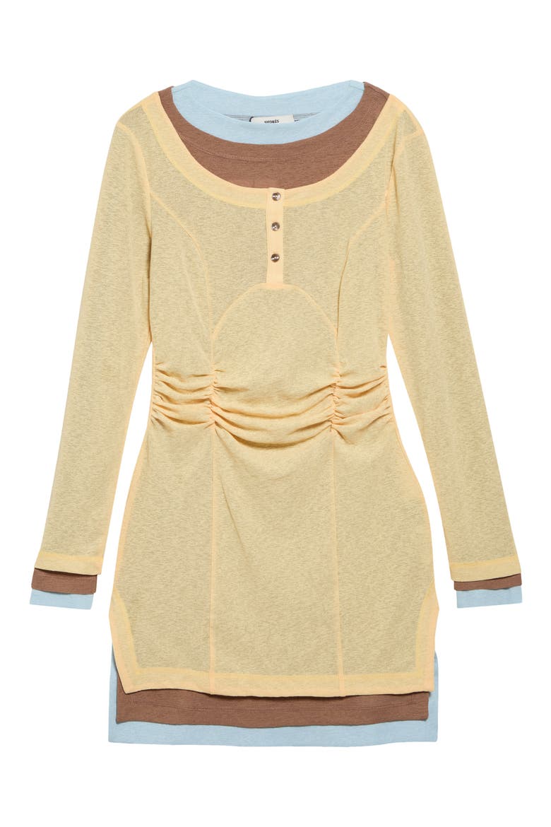 Lyna Long Sleeve Contrast Layered Minidress, Main, color, YELLOW MULTI