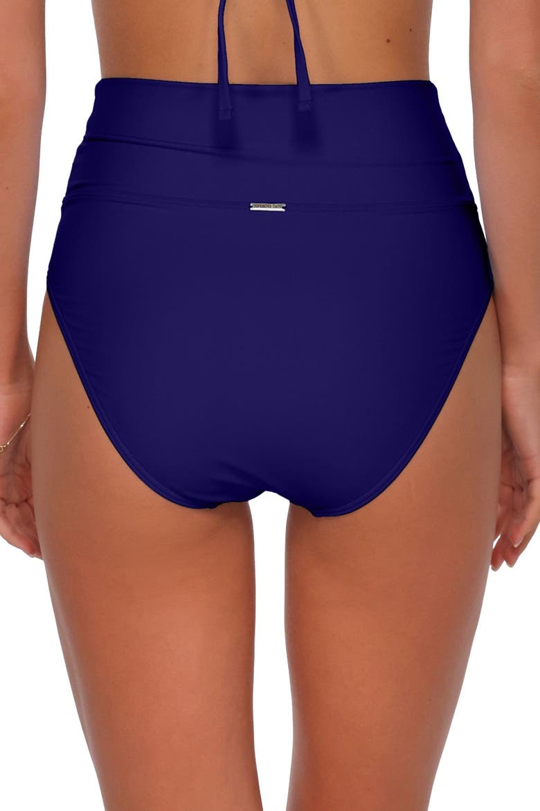 Arlene High Waist Bikini Swim Bottoms with Tummy Control, Alternate, color, INDIGO