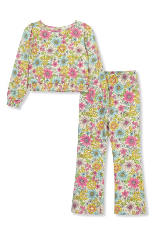 Peek Aren'T You Curious Kids' Floral Cotton Top & Flare Pants Set in Print 