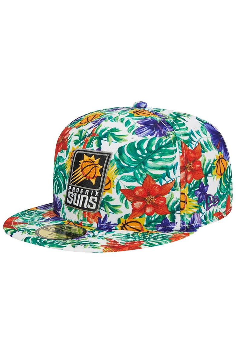 Men's New Era Phoenix Suns Tropical Hibiscus 59FIFTY Fitted Hat, Main, color, White