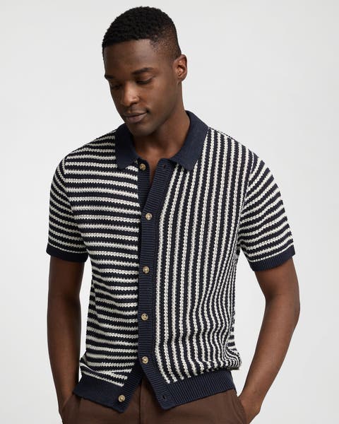 Knit Linen Button Up Short Sleeve