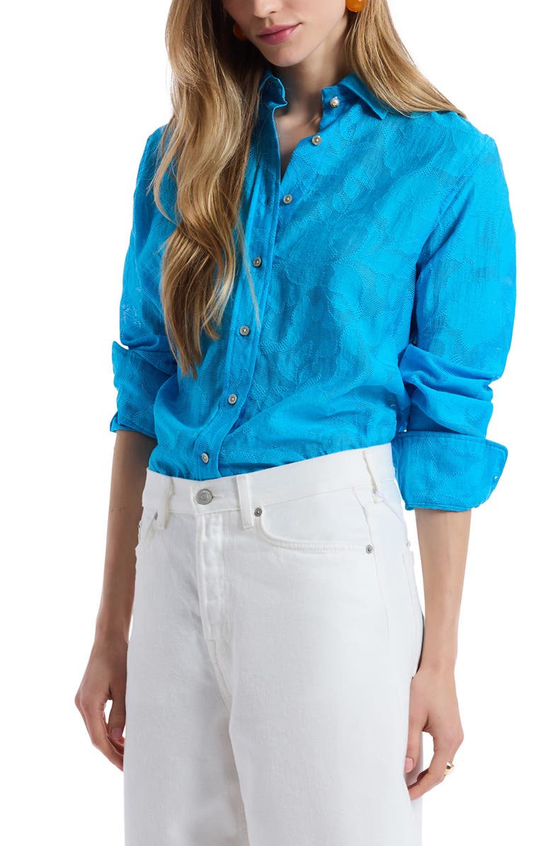 Robert Graham Carrie Long Sleeve Woven Shirt, Alternate, color, Blue