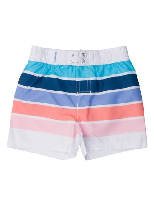 Shop Ruggedbutts Boys Upf50+ Swim Trunks In Seaside Stripe