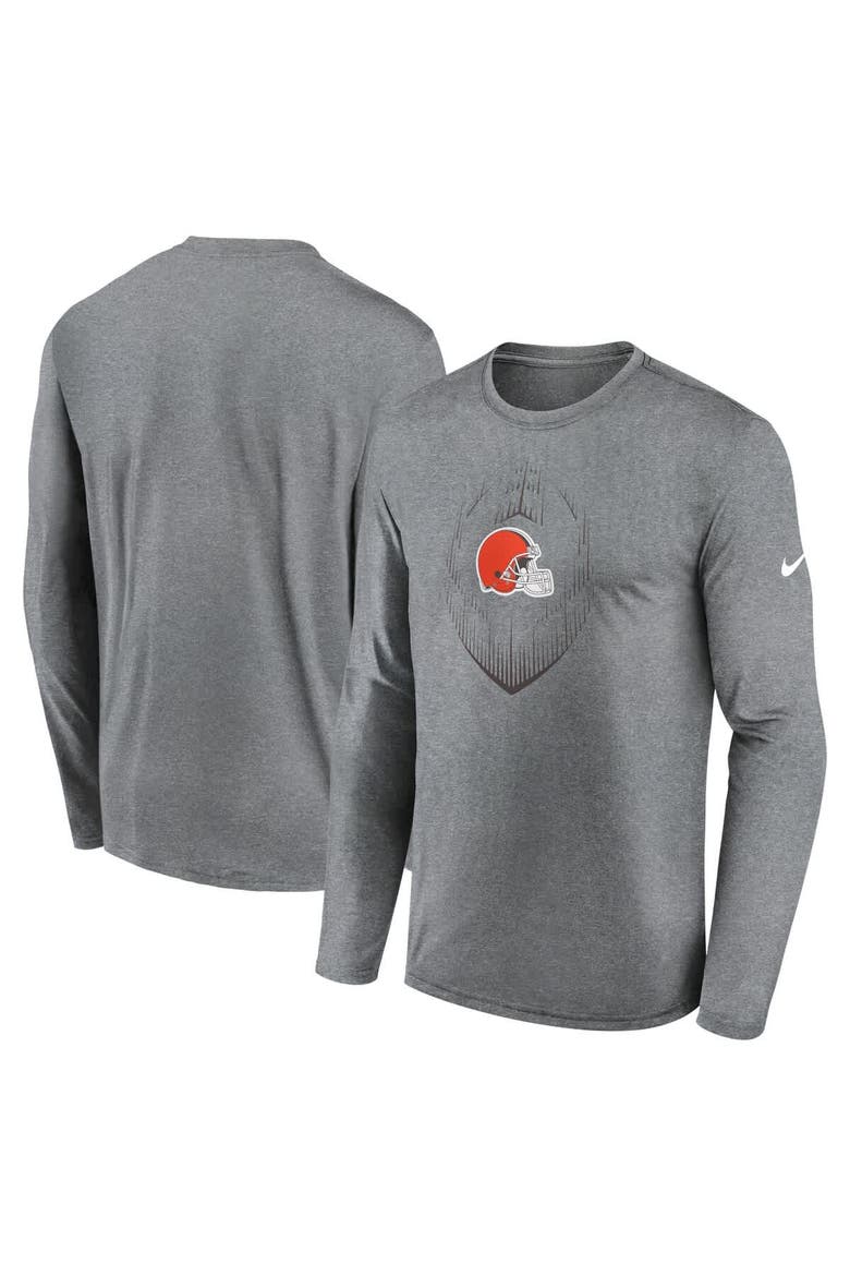 Men's Nike Heather Gray Cleveland Browns Legend Icon Long Sleeve T-Shirt, Main, color, Heather Gray