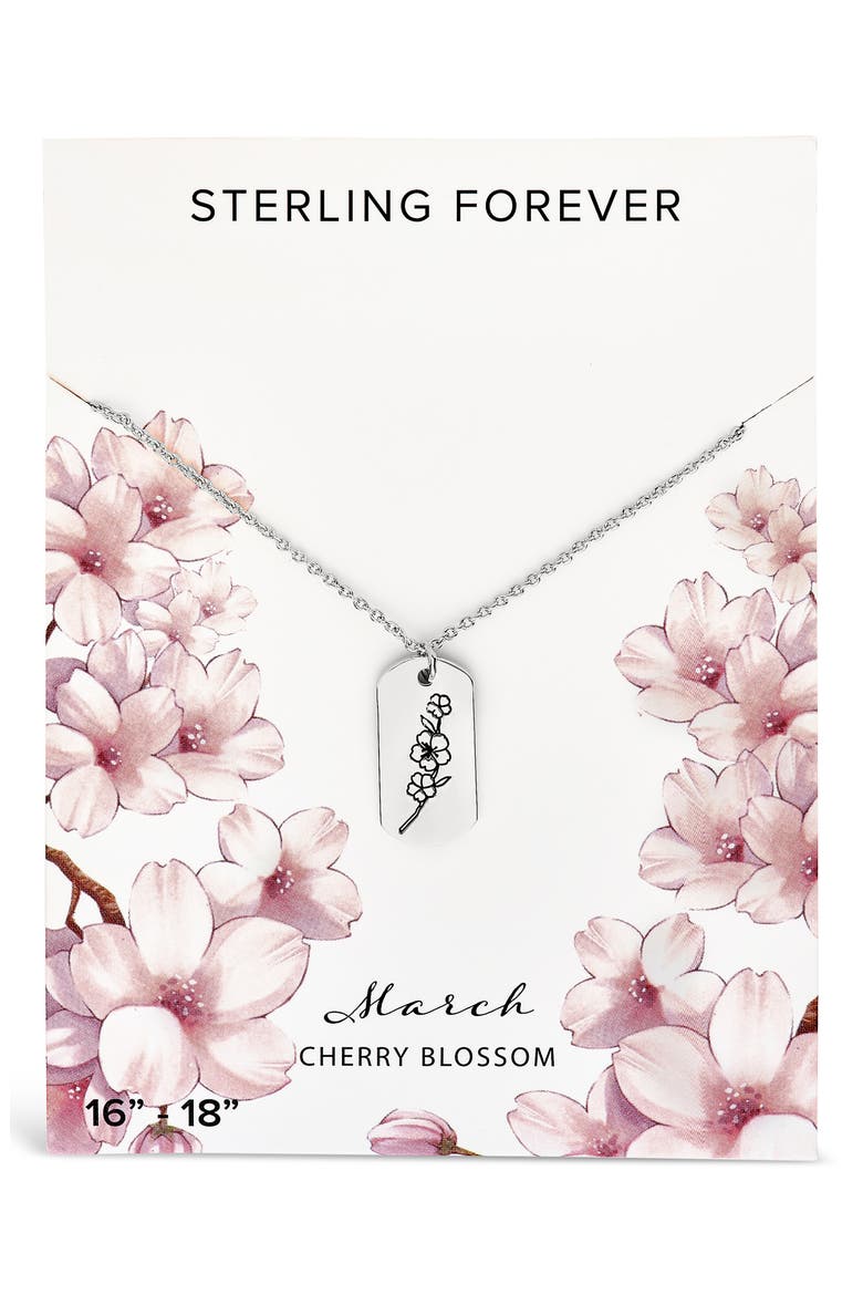 Birth Flower Pendant Necklace, Alternate, color, SILVER/ MARCH