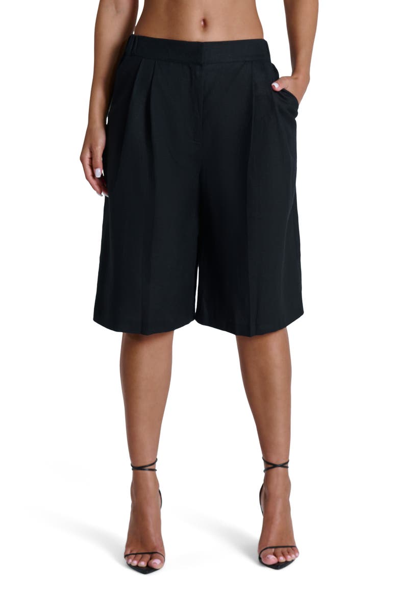 Linen Suiting Shorts, Main, color, BLACK