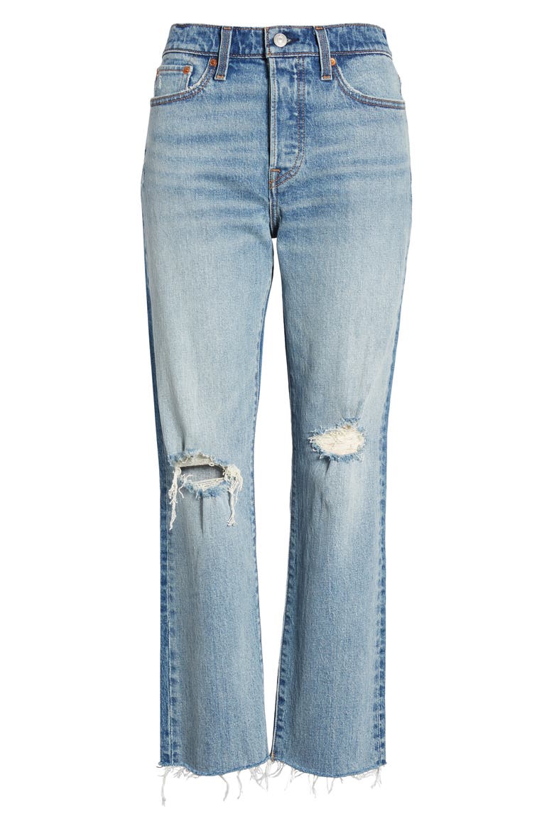 Levi's® Wedgie High Waist Ripped Crop Straight Leg Jeans, Alternate, color, IN TWO MINDS