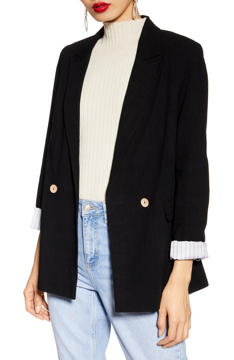 Topshop Coco Linen Blazer, Main, color,