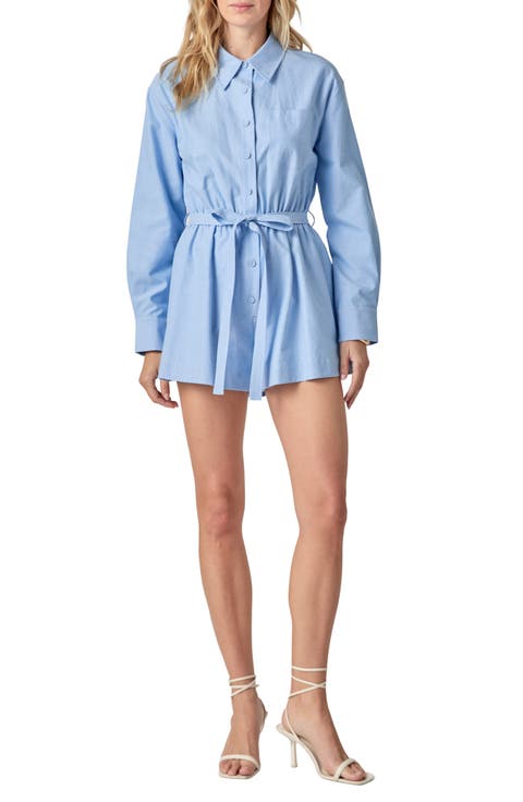 Long Sleeve Oxford Cotton Romper