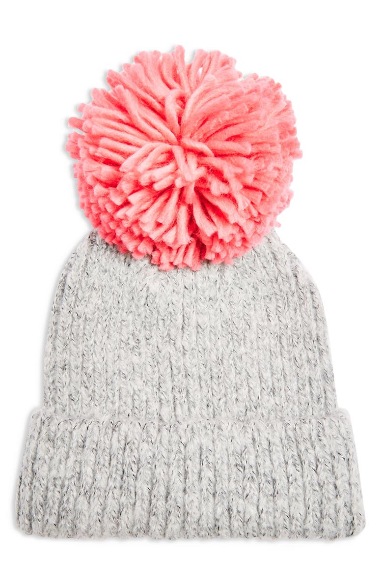 Topshop Big Pom Knit Beanie, Main, color, 