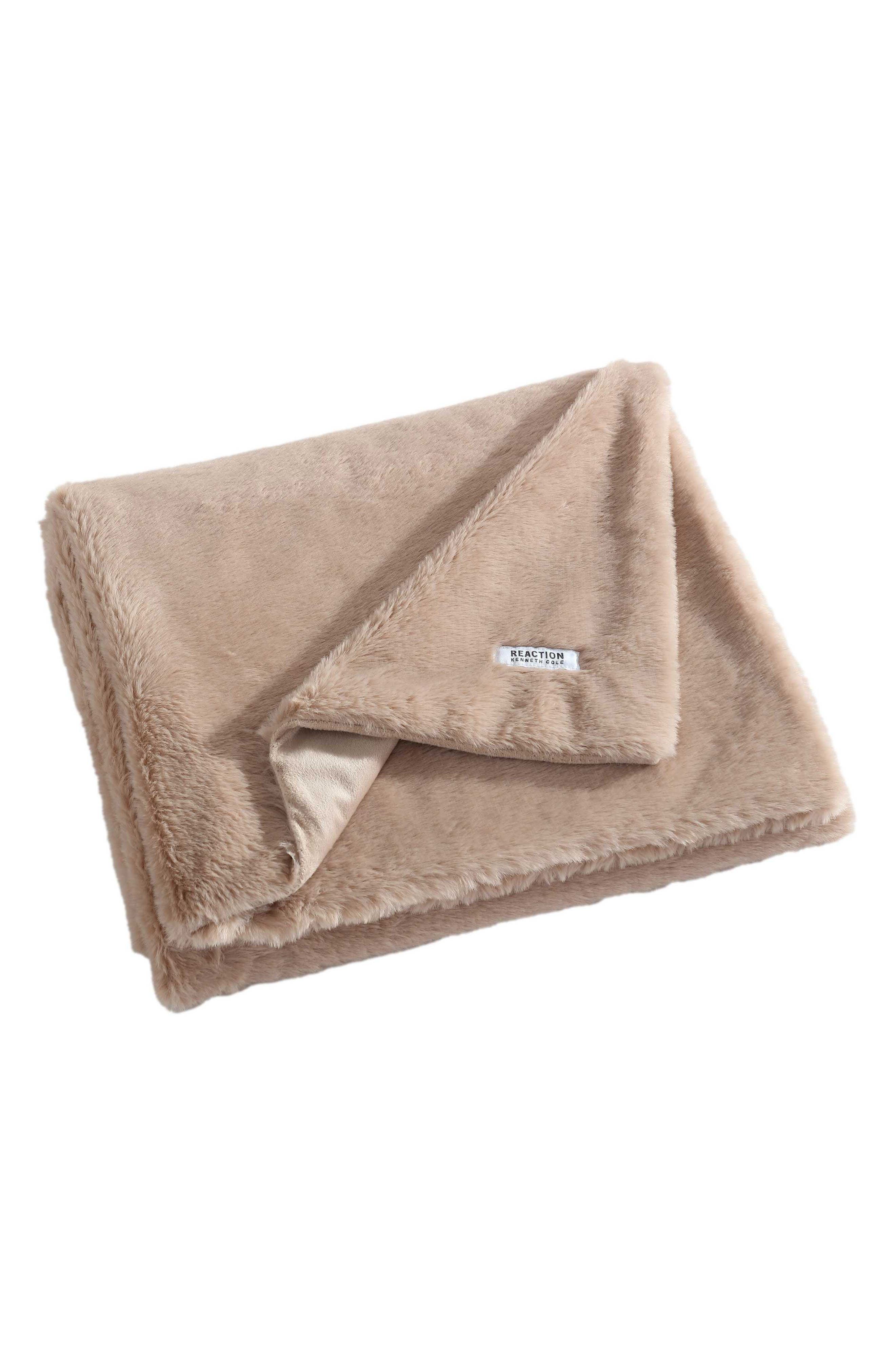 Kenneth Cole Faux Fur Throw Blanket