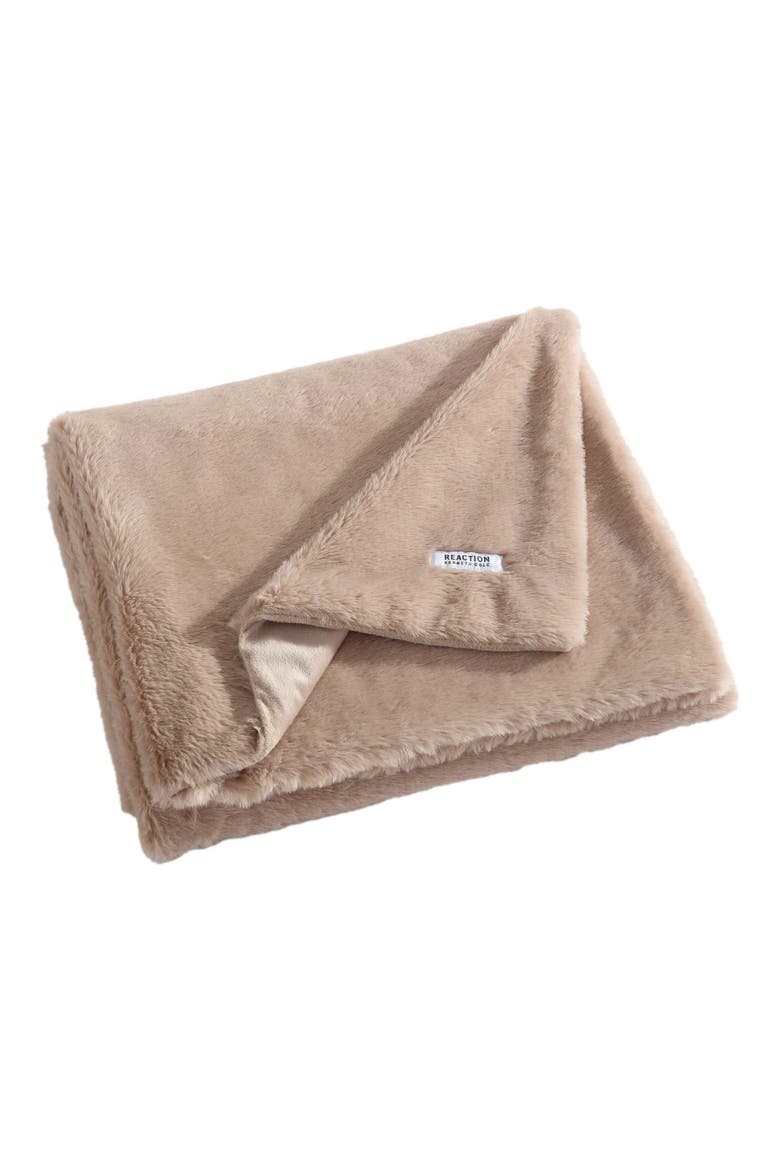 Faux Fur Throw Blanket, Main, color, BEIGE