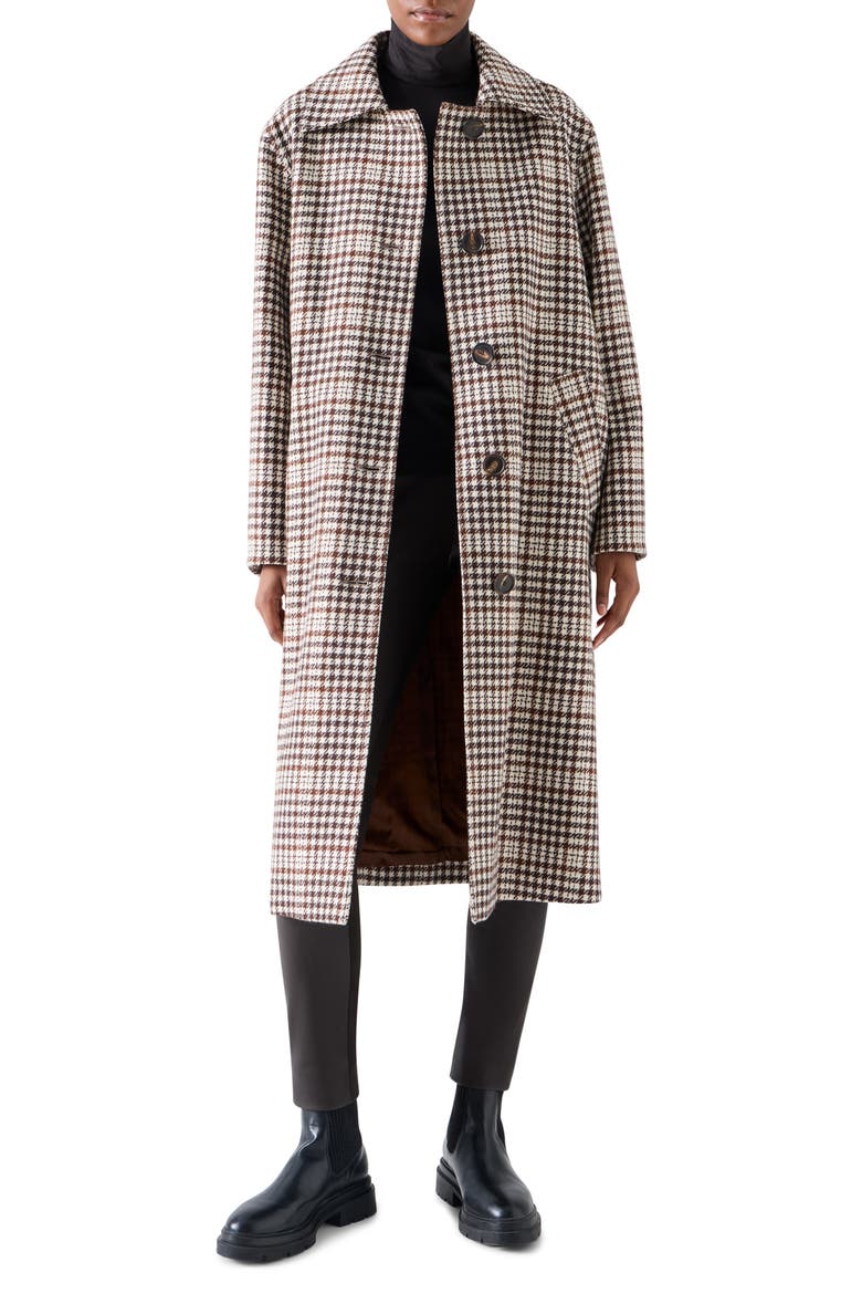 Wool Blend Long Coat, Main, color, WINTER WHITE-ESPRESSO