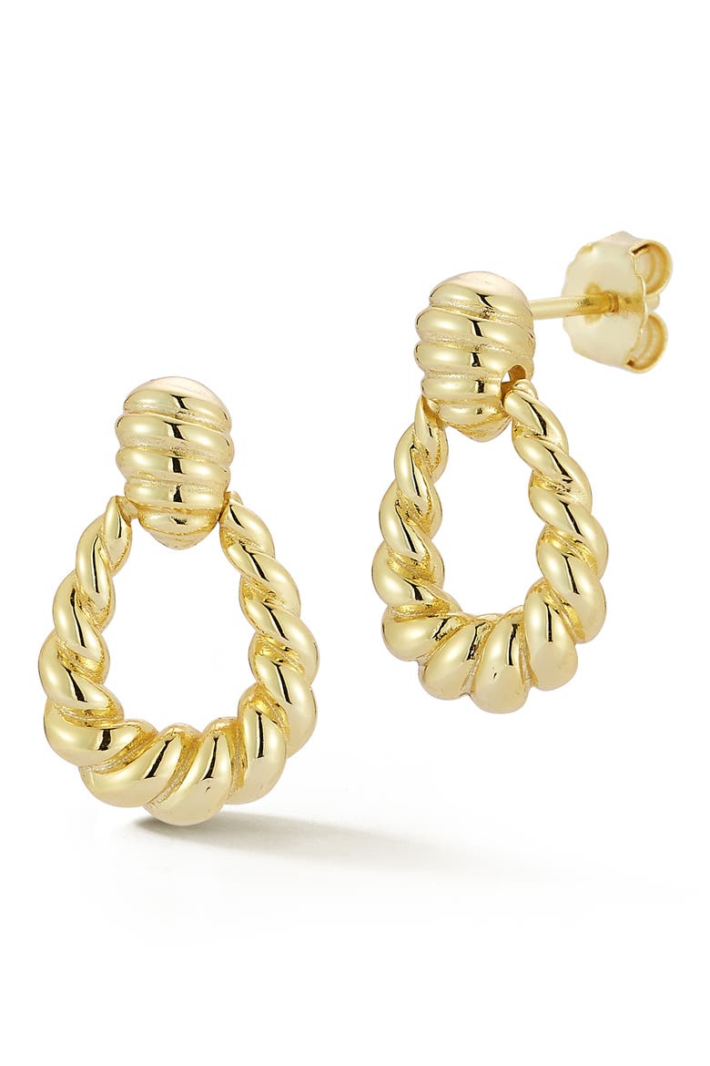 Twisted Doorknocker Drop Earrings, Main, color, GOLD