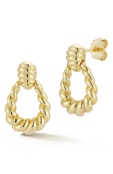 Twisted Doorknocker Drop Earrings