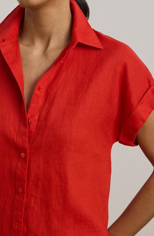 Ralph Lauren Relaxed Fit Linen Short-sleeve Shirt In Red
