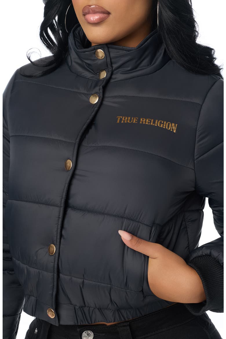 Collared Puffer Jacket, Alternate, color, JET BLACK