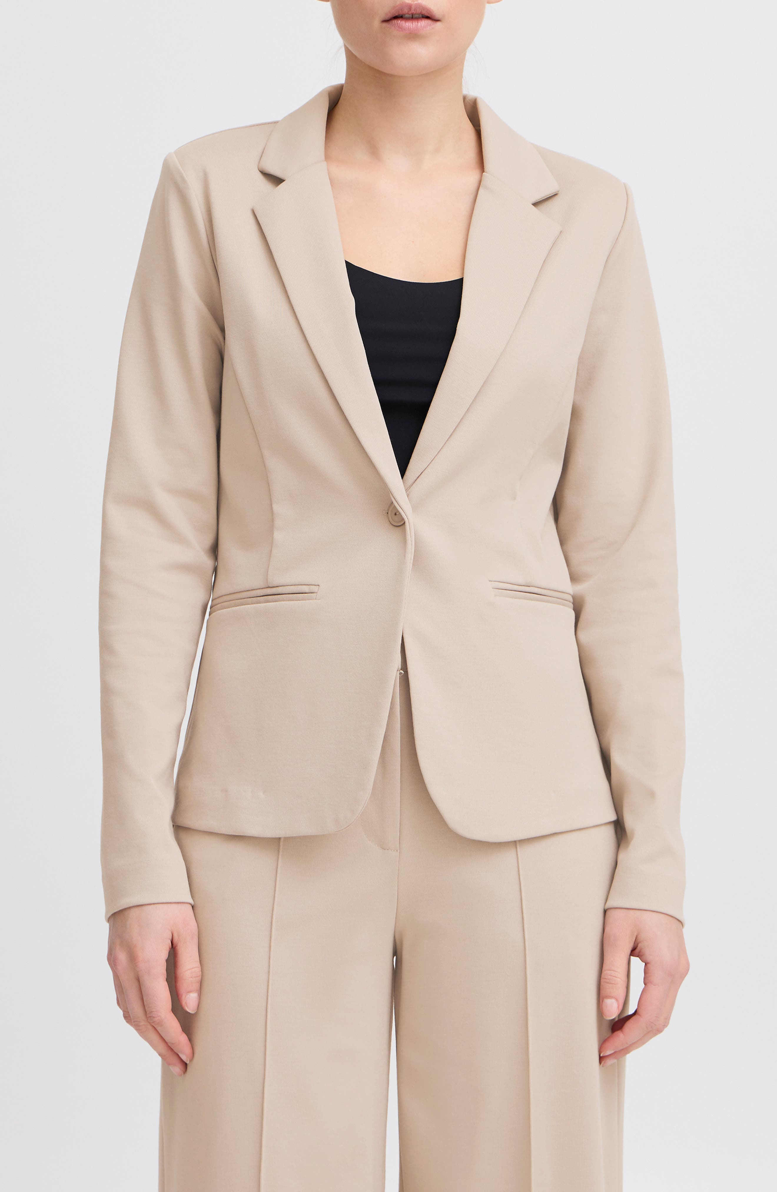 ICHI Regular Notch Lapel Ponte Blazer