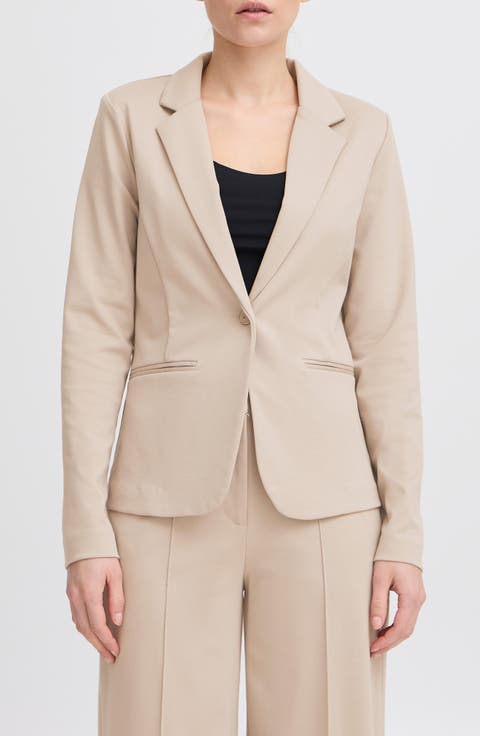 Regular Notch Lapel Ponte Blazer