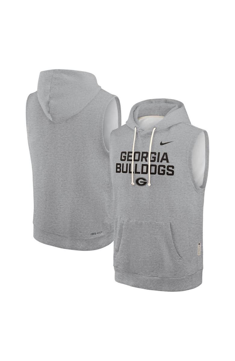 Nike Men's Nike Heather Gray Georgia Bulldogs 2025 Sideline Performance Sleeveless Pullover Hoodie, Main, color, 