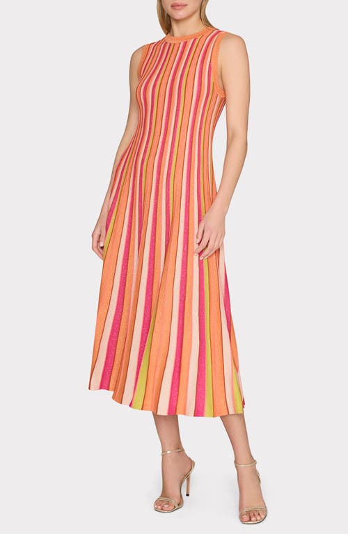 Milly Metallic Stripe Midi Sweater Dress