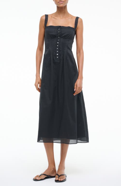 Shop Staud Matilde Lace Trim Midi Dress
