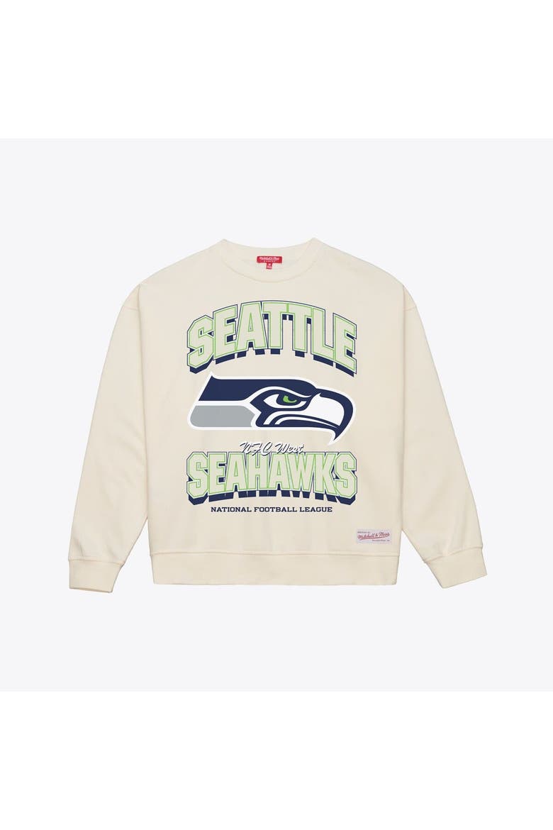 Women's  Mitchell & Ness  Cream Seattle Seahawks Tonal Arch Sweatshirt, Alternate, color, Cream
