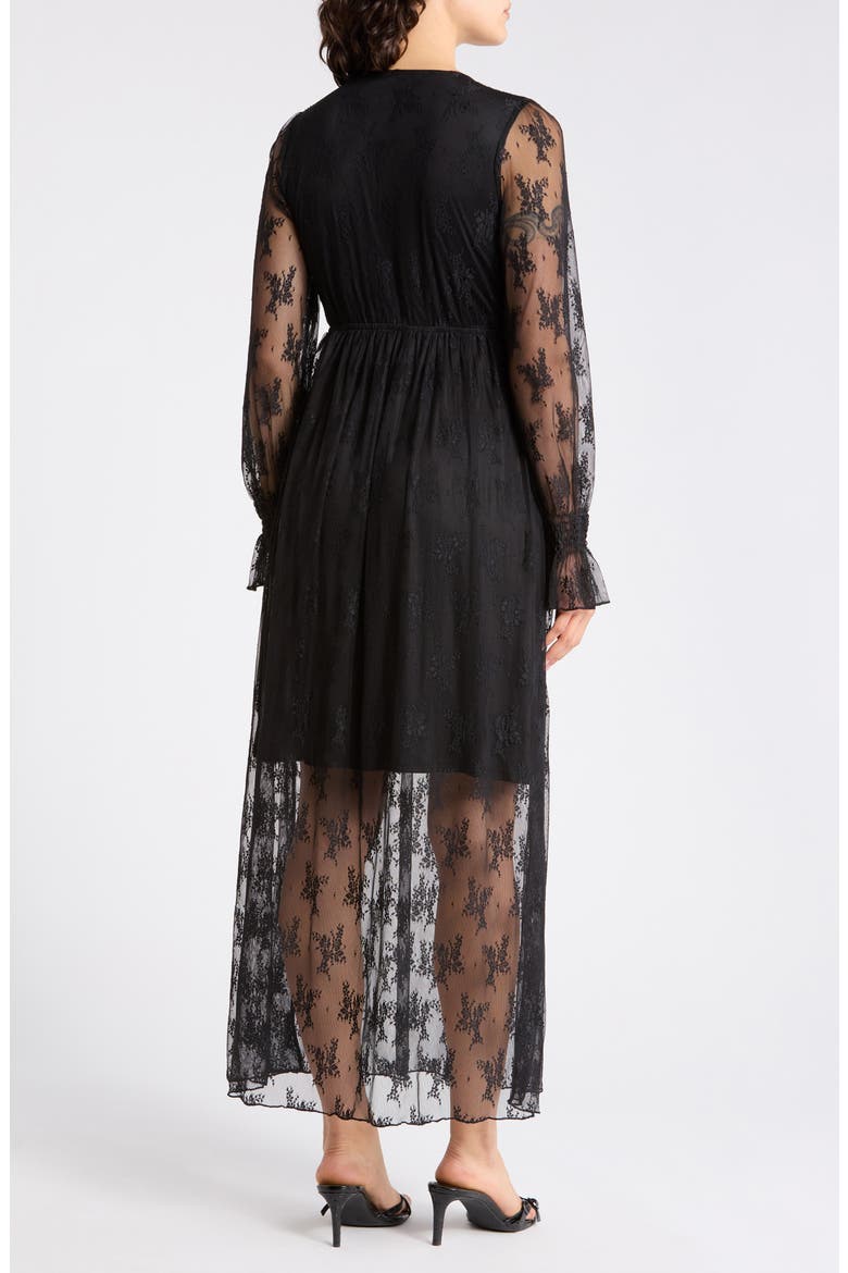 Long Sleeve Lace Maxi Dress, Alternate, color, BLACK