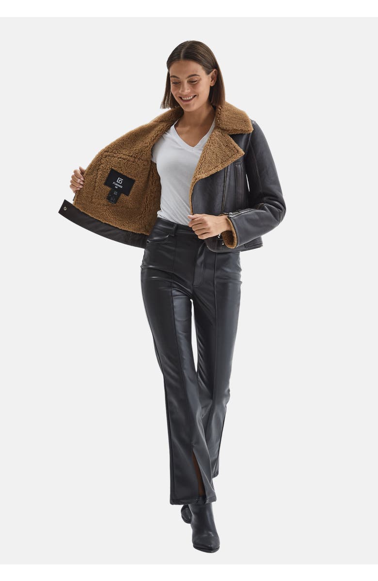 Furniq UK Eloise Shearling Jacket, Alternate, color, Brown