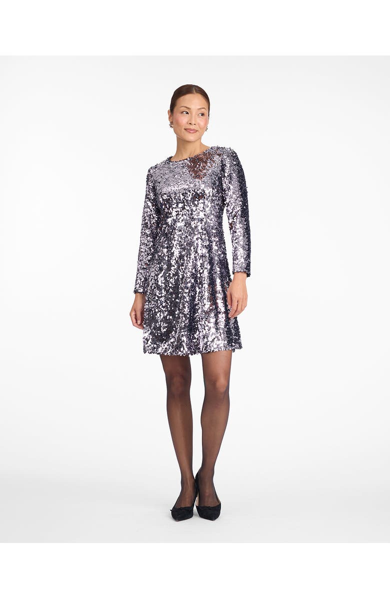 Draper James Ruby Mini Dress in Sequins, Alternate, color, Silver