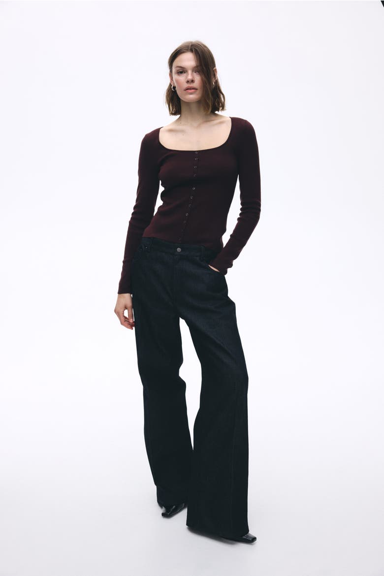 Square-neck Top, Alternate, color, Burgundy