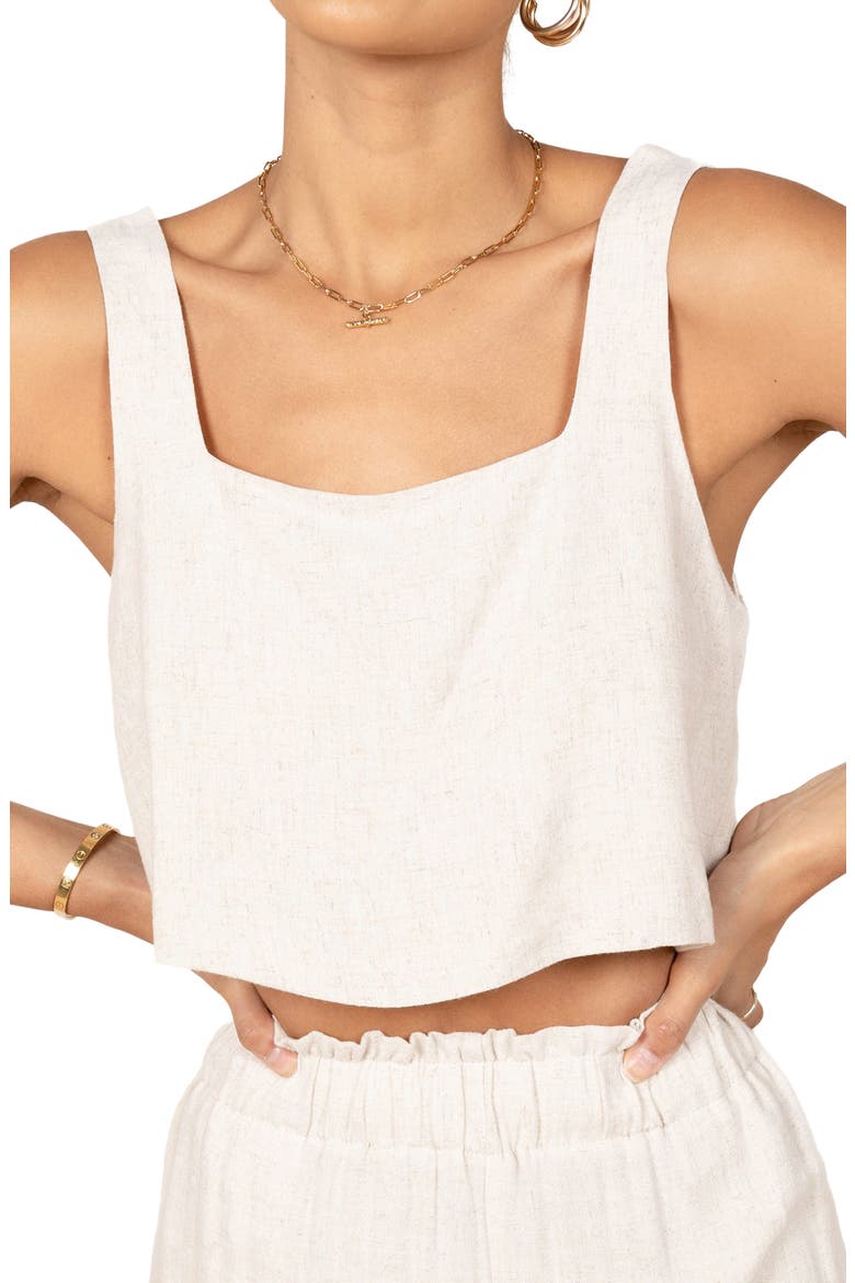 Eleanor Linen Crop Tank, Alternate, color, BEIGE
