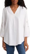 Jones New York Embroidered Pleat Front Tunic