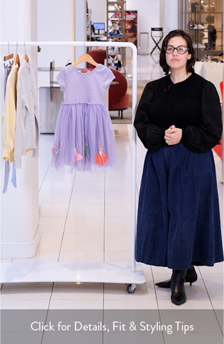 Kids' Ballerina Appliqué Jersey & Tulle Party Dress, sales video thumbnail