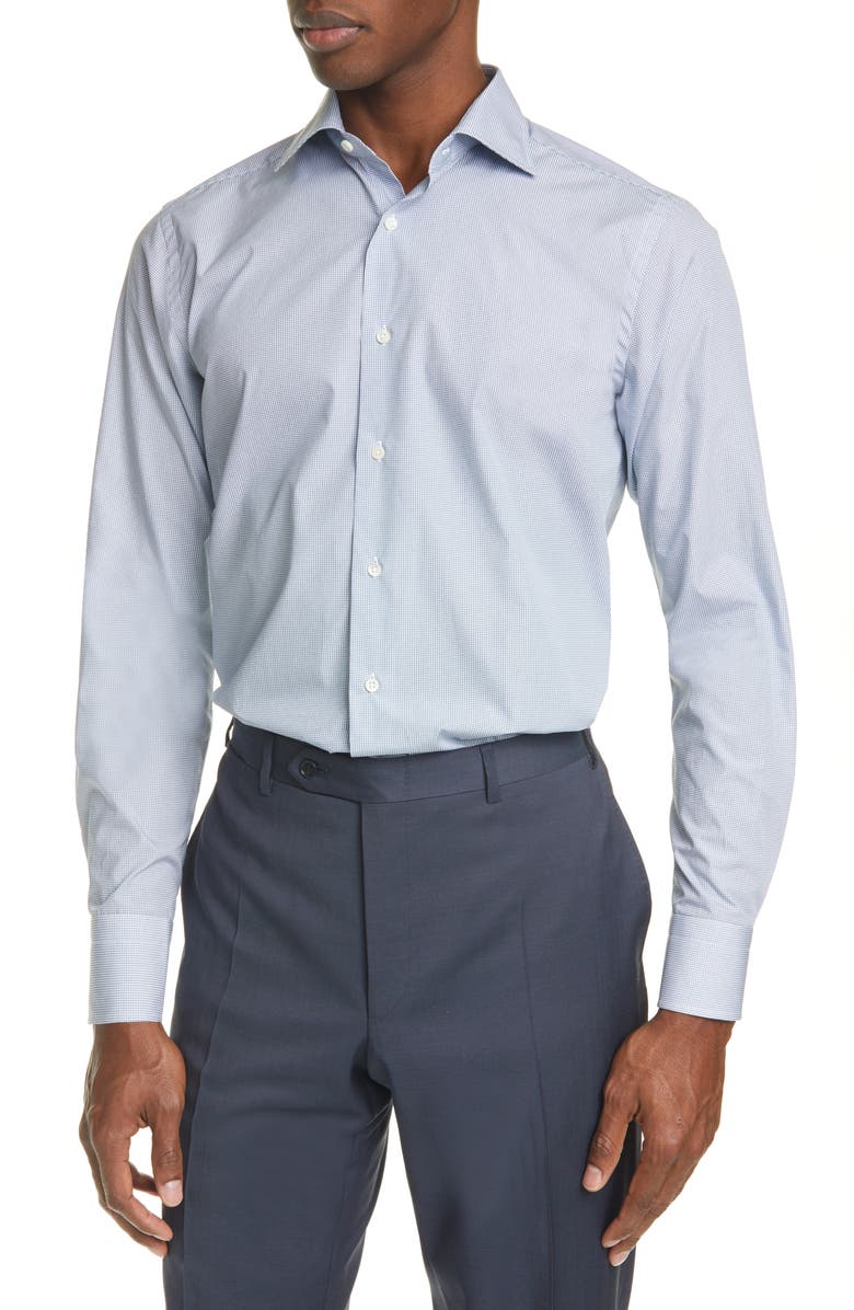 Canali Trim Fit Geometric Dress Shirt, Main, color, 