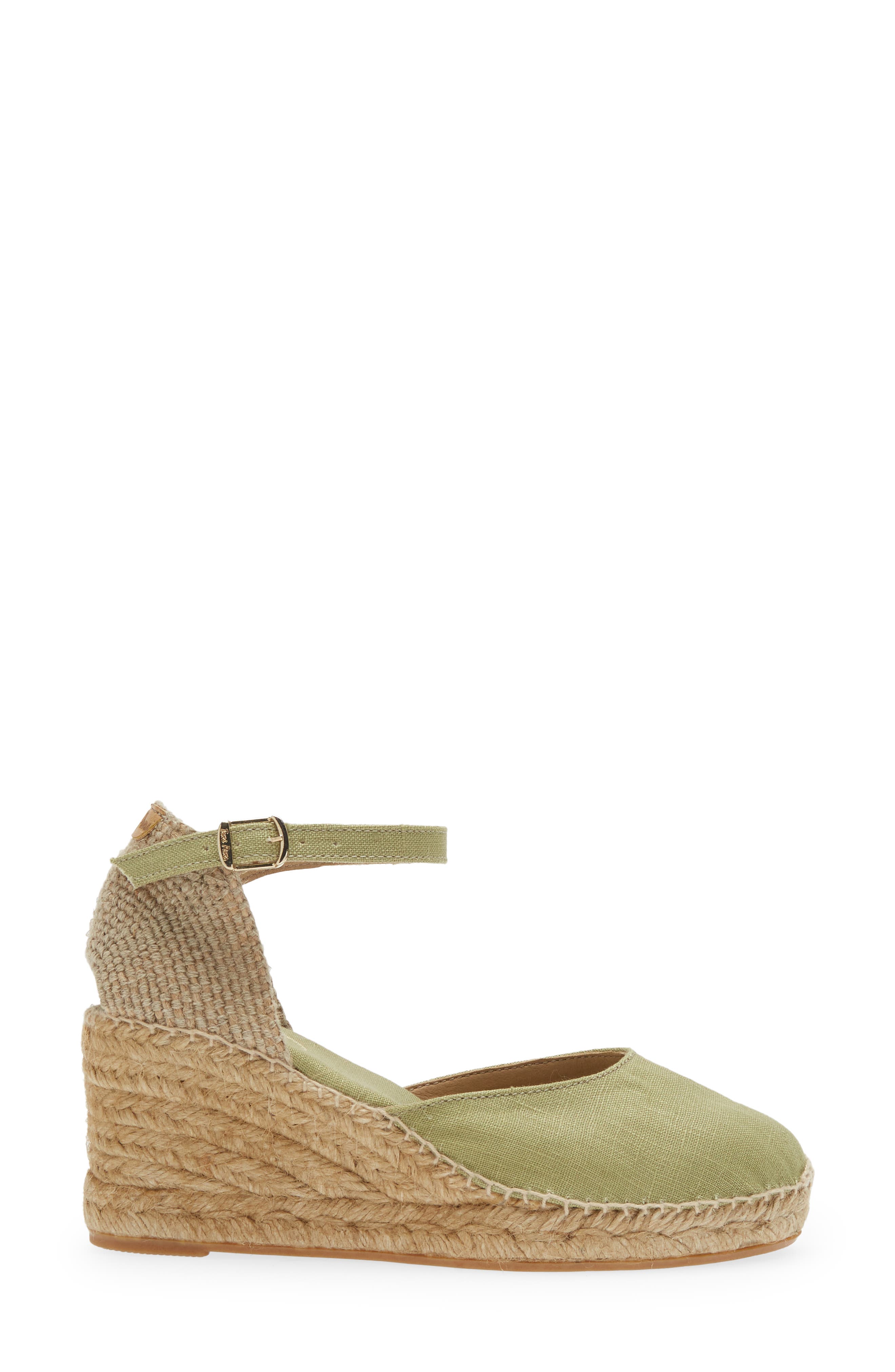 'Caldes' Linen Wedge Sandal, Alternate, color, OLIVA/ OLIVE