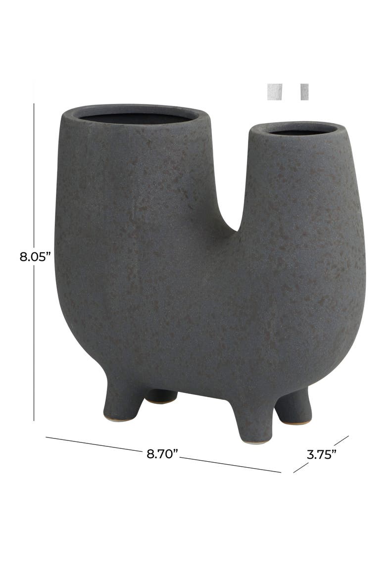 U-Shape Ceramic Vase, Alternate, color, DARK GRAY