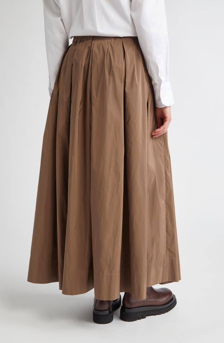Max Mara Aloe Pleated Micro Faille Maxi Skirt, Alternate, color, Brown