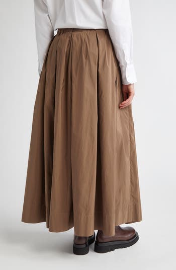 Aloe Pleated Micro Faille Maxi Skirt