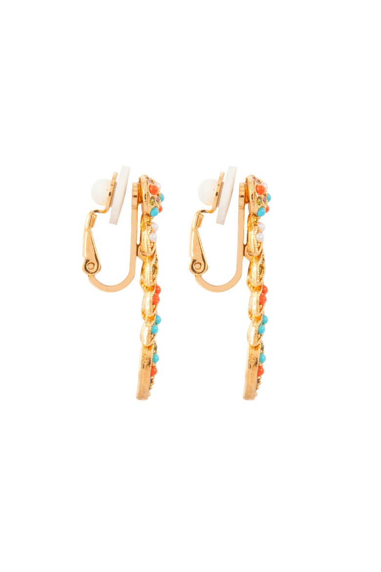 1980s Vintage D'Orlan Colourful Swarovski Crystal Clip-On Earrings, Alternate, color, D'Orlan
