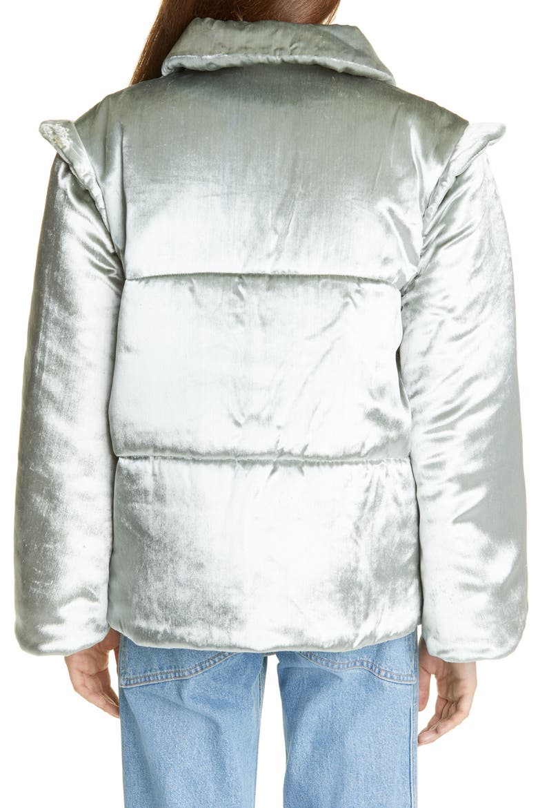 Galactic Velvet Puffer Coat, Alternate, color, SEAFOAM