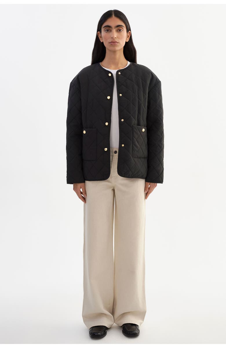LAMARQUE Hera | Quilted Collarless Jacket, Main, color, Black