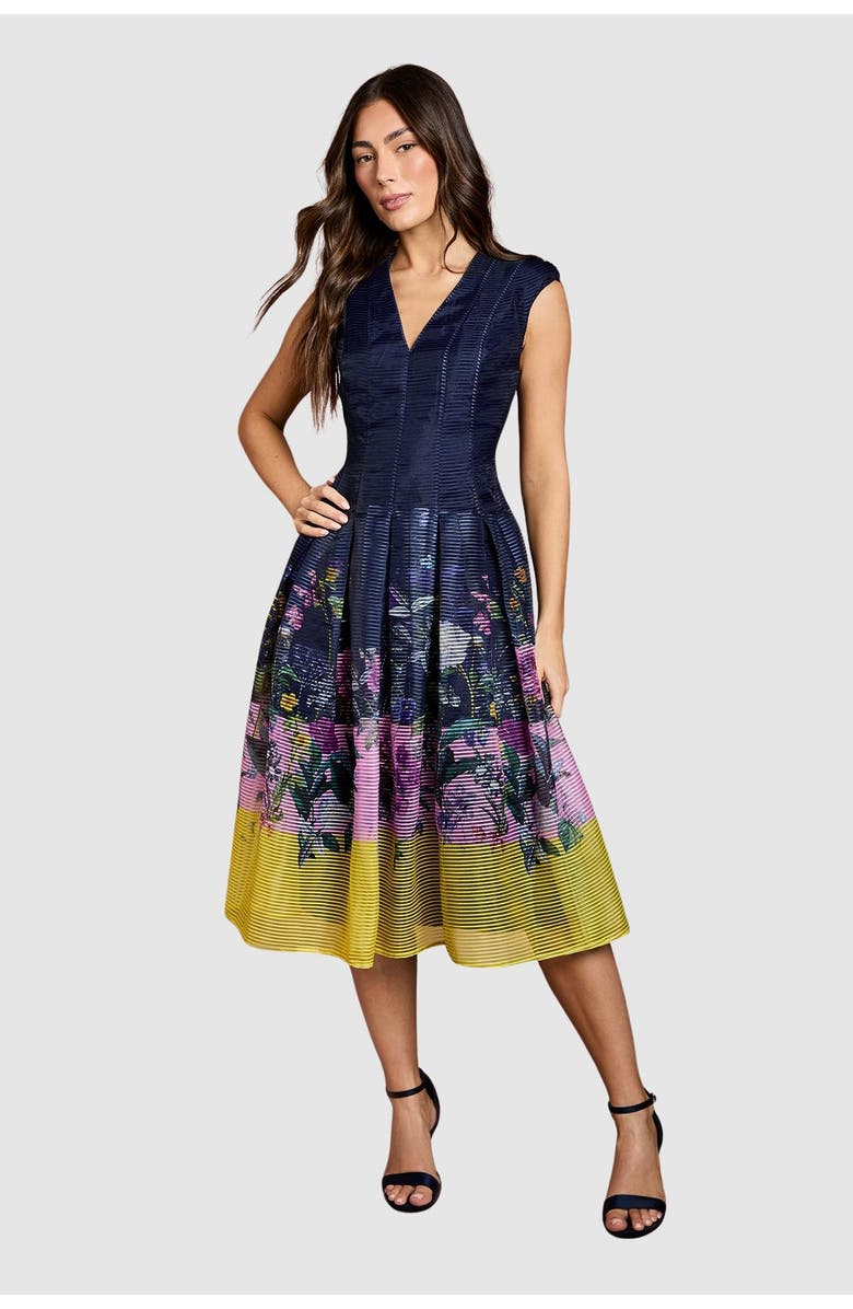 Coast Burnout Organza Drop Waist Midi Dress, Main, color, Navy