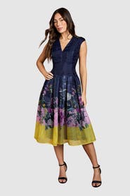 Coast Burnout Organza Drop Waist Midi Dress