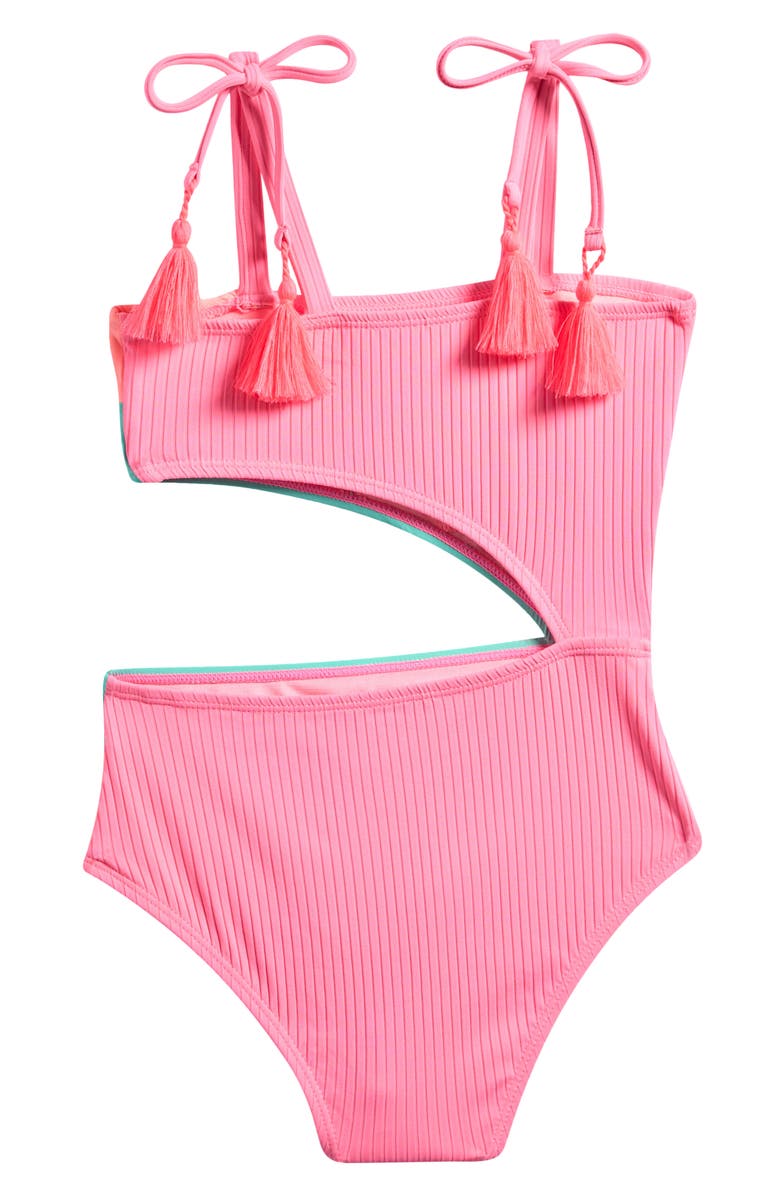 Beach Lingo Kids' Rib Colorblock One-Piece Swimsuit, Alternate, color,