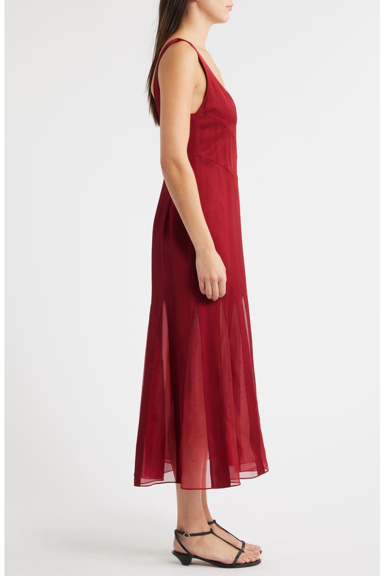 Sleeveless Godet Maxi Dress, Alternate, color, DEEP RUBY