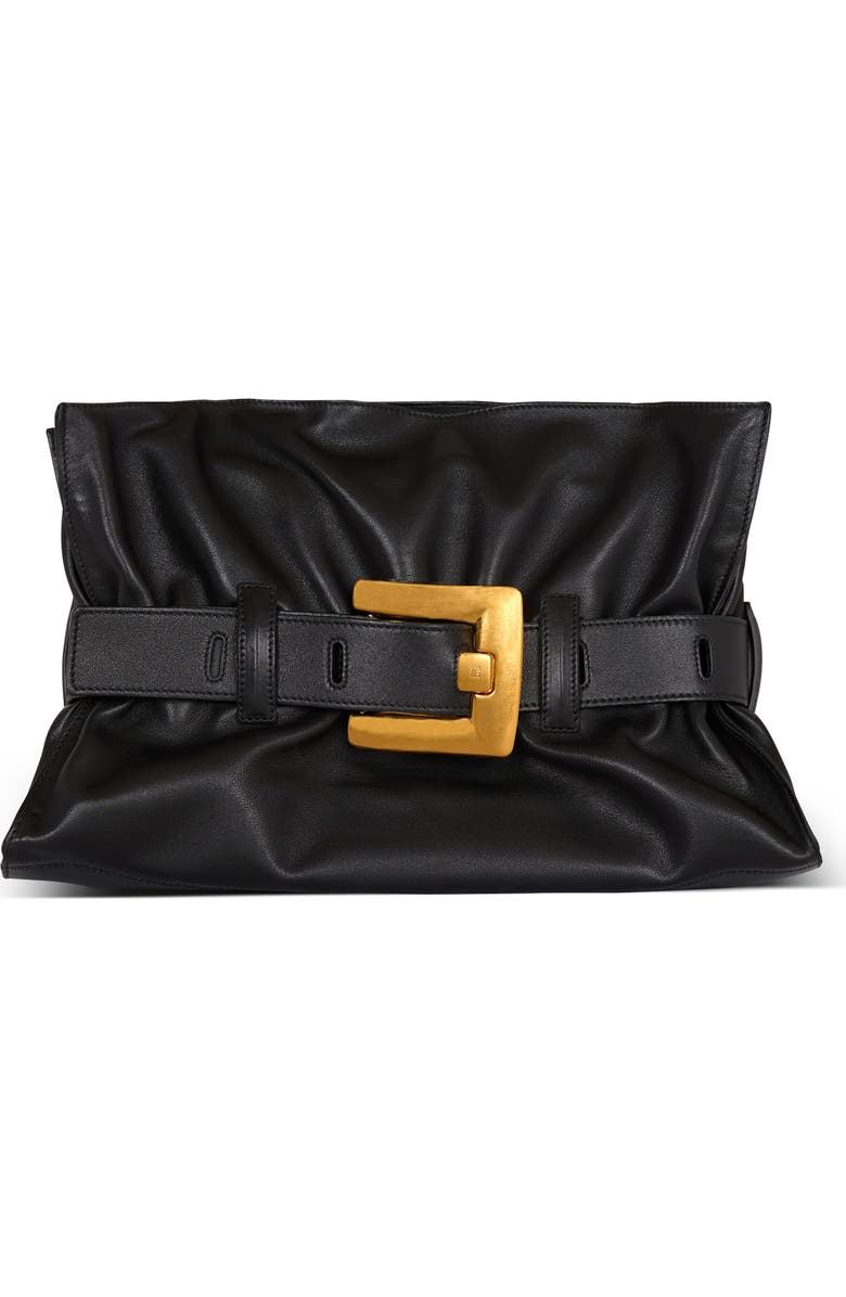 Balmain Medium Anthem Leather Tote, Main, color, Black