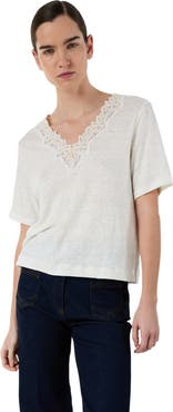 GERARD DAREL Maevanelle Embroidered V-Neck T-Shirt